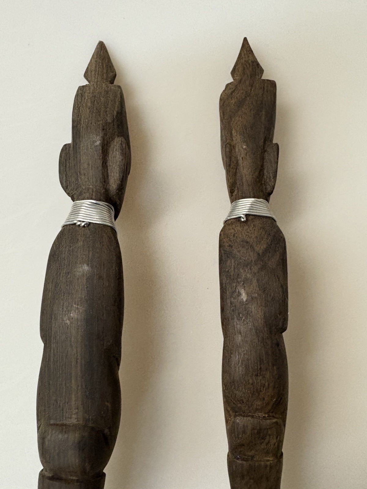 Lot of 2 Vintage African Long Wooden Tribal Spoon Set 14”