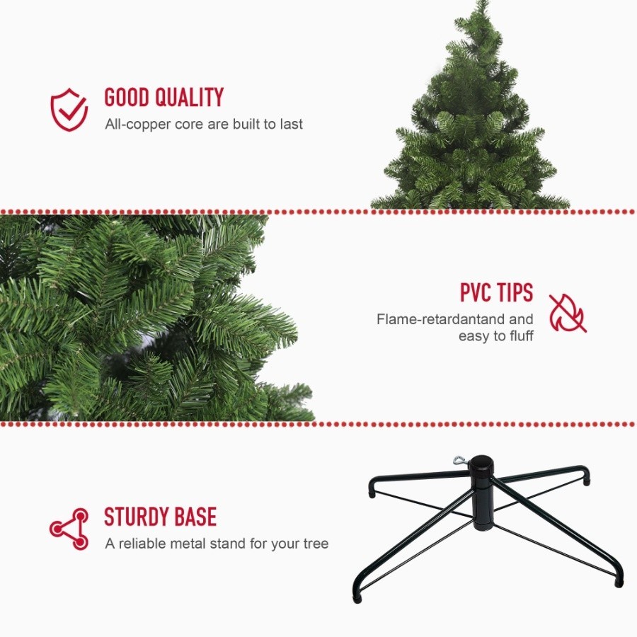 6FT Artificial Christmas Tree Premium Pine Xmas Tree with 1000 Branch Tip Decor