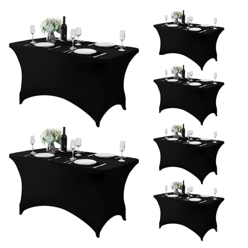 6 Pack Spandex Table Cover for 4FT Table Universal Fitted 4FT 6PACK Black