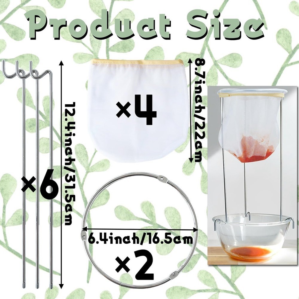 2 Pack Strainer Stand,Strainer Stand with 4 Reusable Staining Bags,Reusable3843