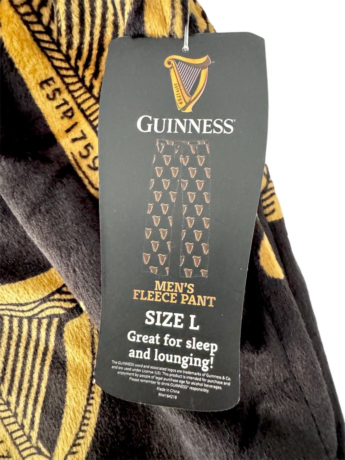 GUINNESS IRISH BEER Logo Black LOUNGE SLEEP PAJAMA PANTS (Men’s S M L XL) New!