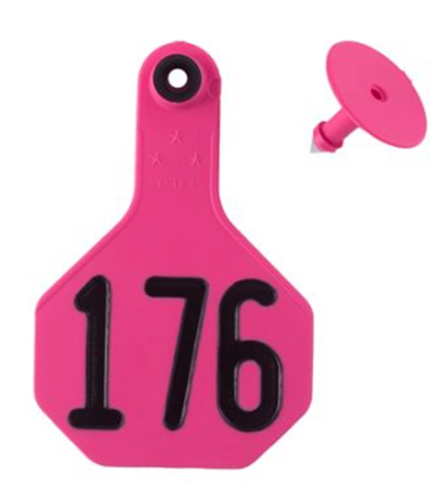 YTex 3 Star Medium Cattle ID Ear Tags Pink Numbered 151-175