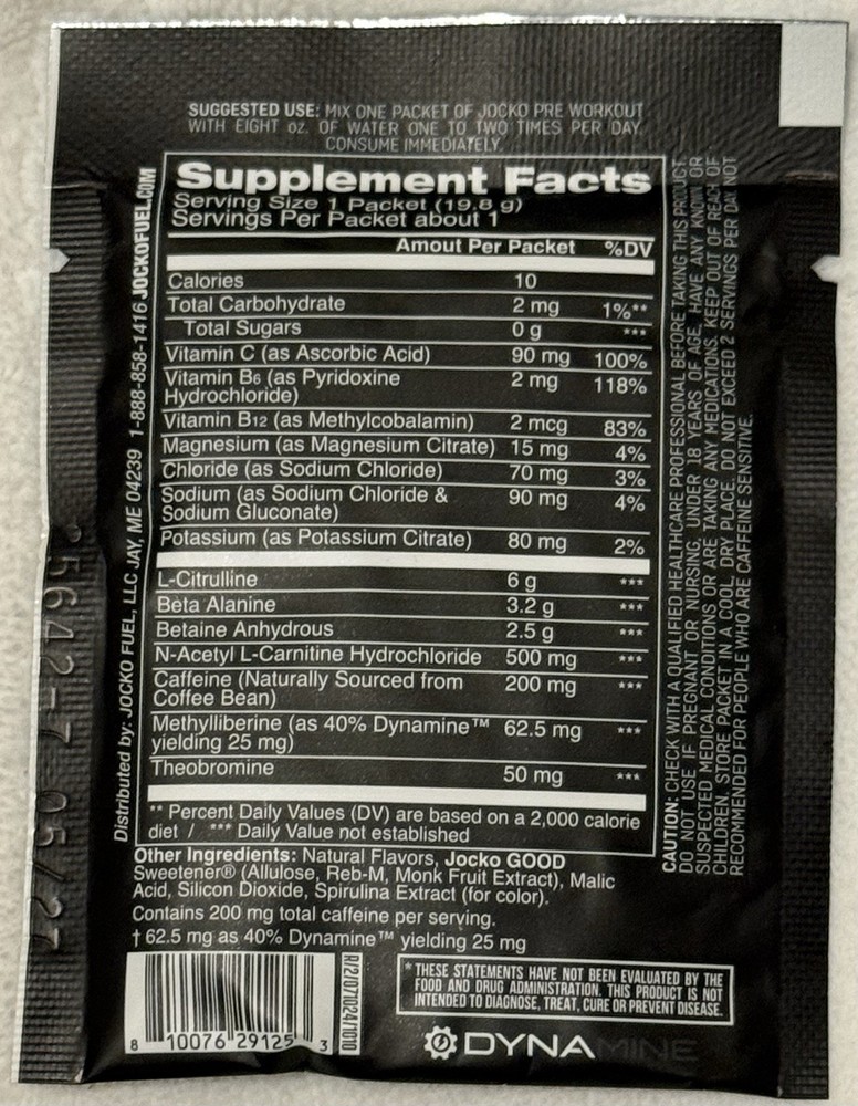 Jocko Preworkout Powder Blue Raspberry - 30 Single Serve Packets
