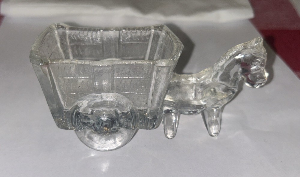 Antique Glass Candy Container Burro Pulling A Wagon