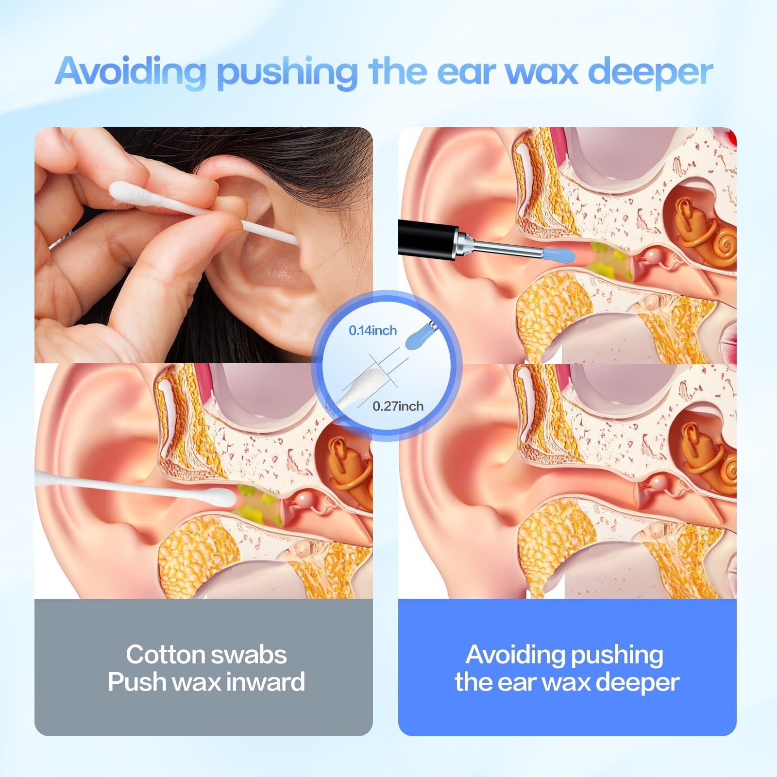 Wireless Ear Wax Remover Set, 1296P Camera HD Ear Endoscope Spoon Pick Tools.