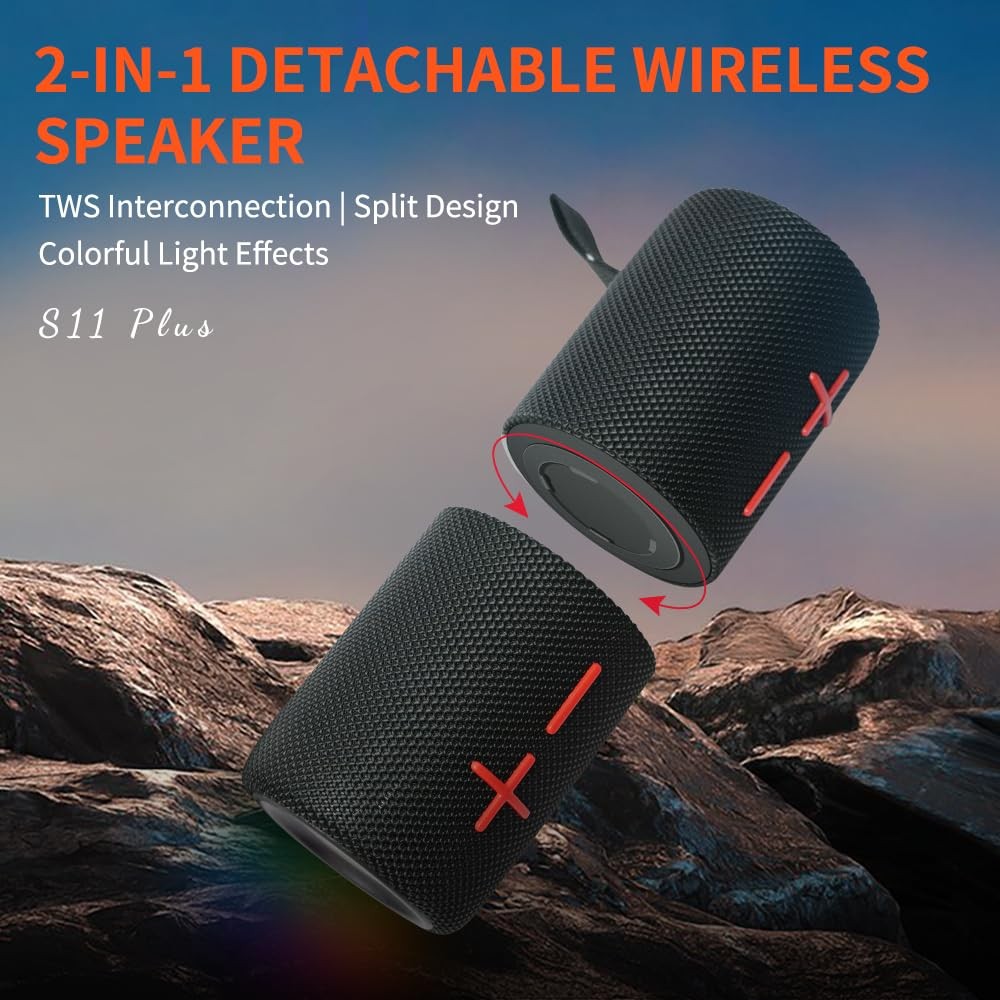 2 in 1 Portable Splittable 40W Dual Bluetooth Speaker, Waterproof Split Wirel...