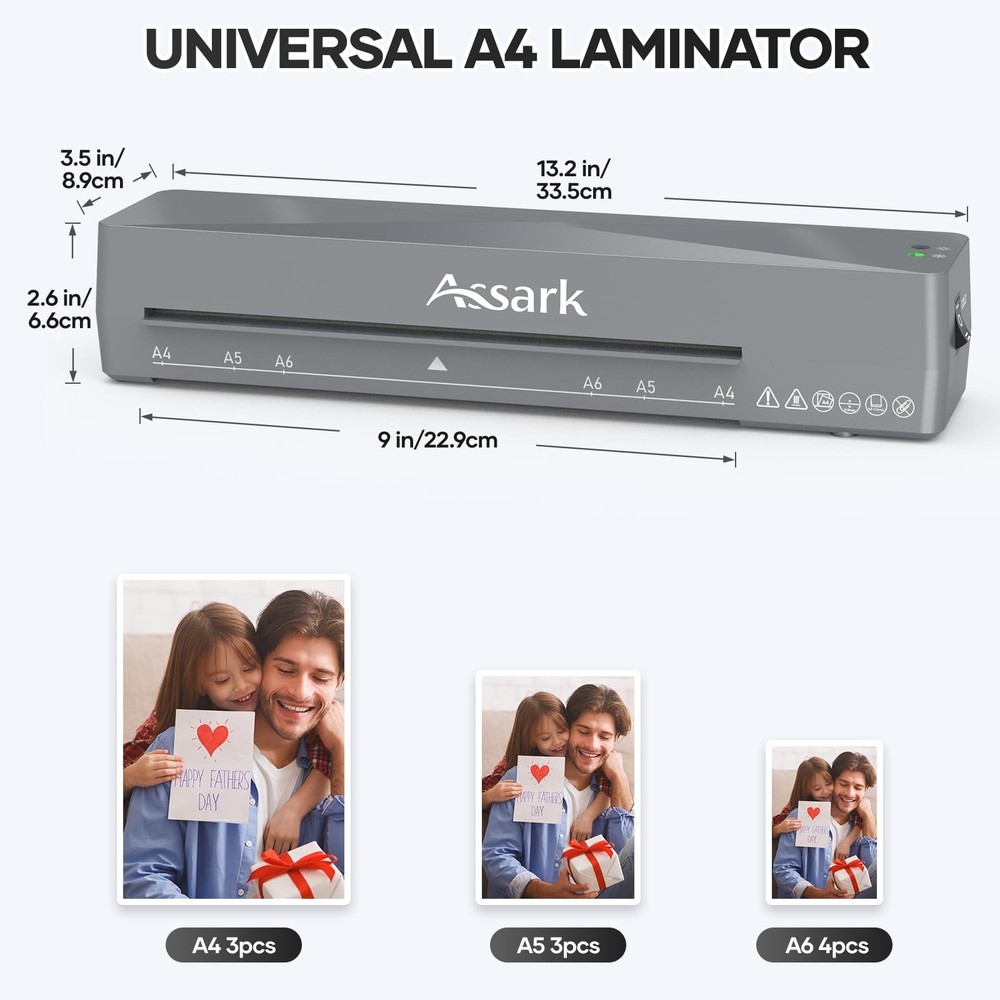 Laminator Machine 9 Inch with 10 Laminating Sheets, Laminator A4 with Quick P...