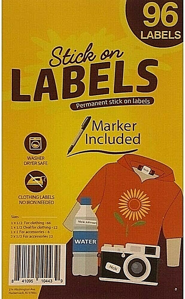 Clothing Labels Self-Stick No-Iron Write-On, Writable Fabric Labels, With Marker