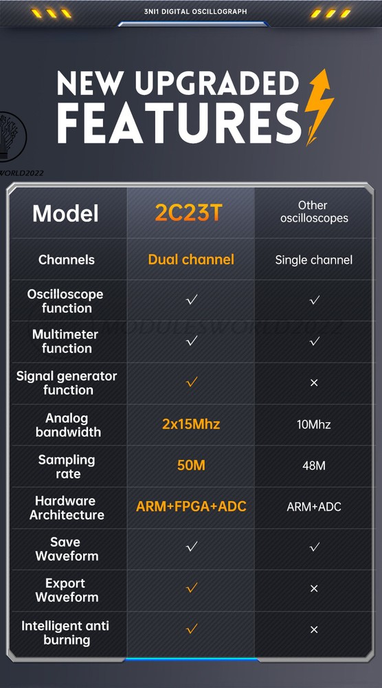 FNIRSI 2C23T Handheld Digital Oscilloscope Multimeter+Function Signal Generator