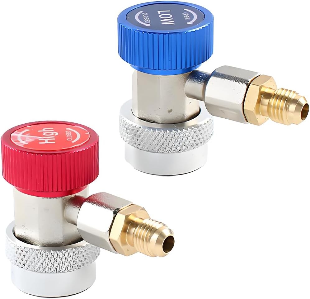 R134A AC Refrigerant Quick Coupler Adapter Set Adjustable High Low Pressure