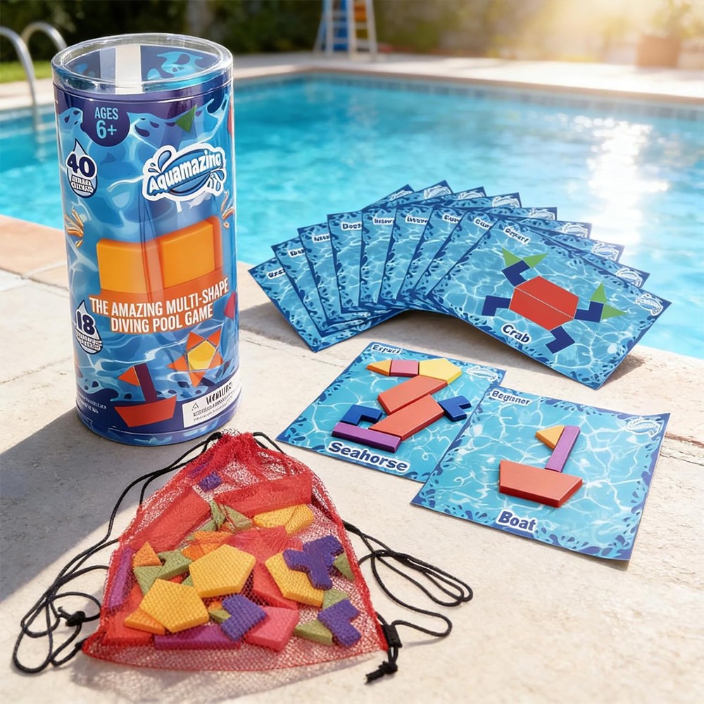 Aqua Blocks Pool Diving Game- Set Includes 40 Multi-Shape Sinking Toys