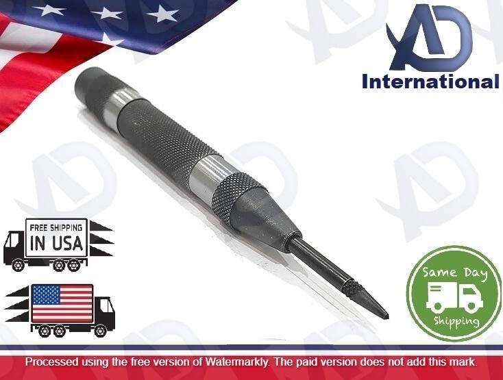 Automatic Center Punch Replaceable Hardened Steel Tip Medium Duty- USA FULFILLED