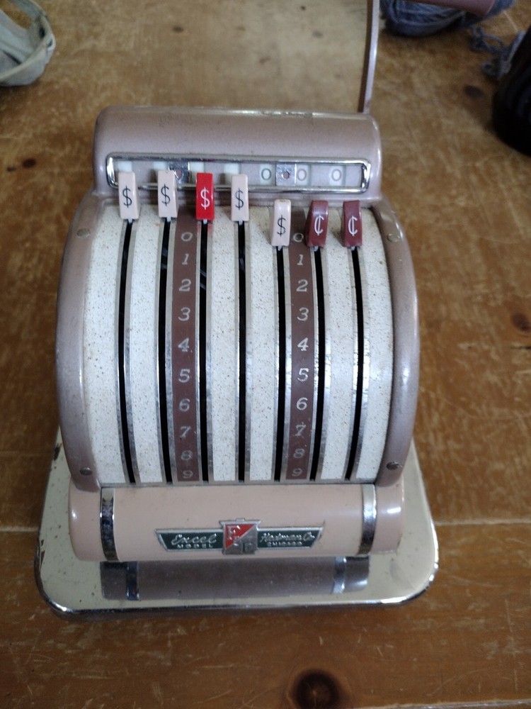 F & E "Excel" Model Check Protector by Hedman Co Chicago - Vintage Check Printer