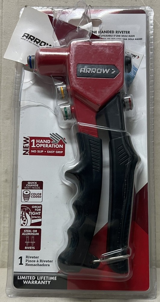 Arrow One Handed Riveter Tool Quick Change Color Coded Rivet Heads Model RT187M