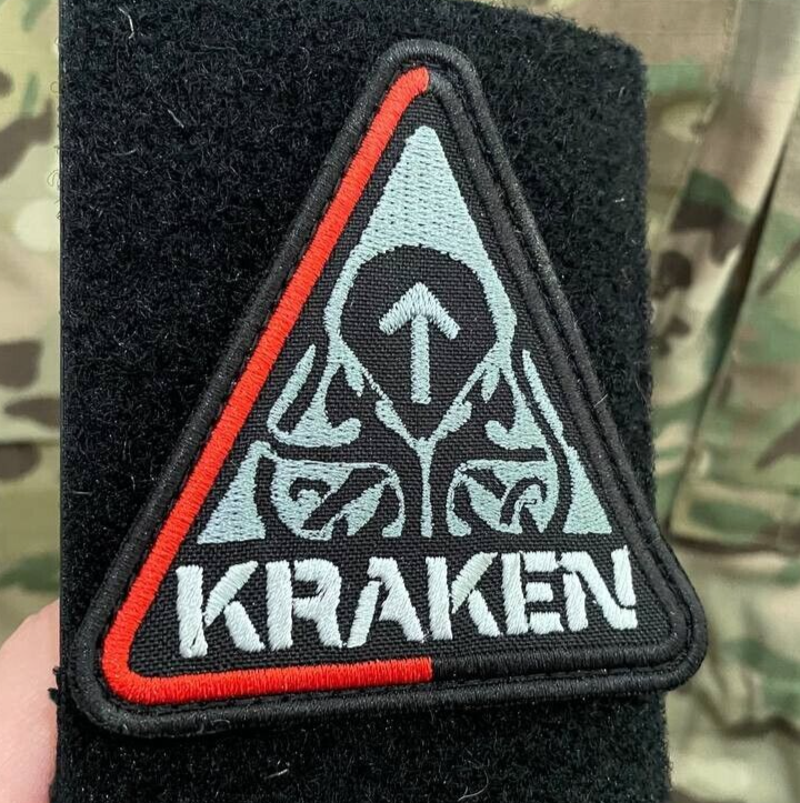 Ukrainian Unit Patch Kraken Volunteer Batalion Tactical Badge Hook Triangle