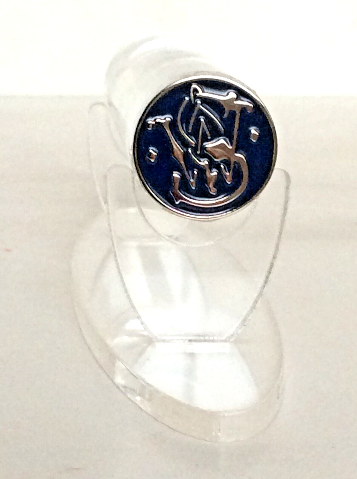 Handgun Firearm Gun Safe Shelf Display Rod - S&W Navy Blue/Silver Enamel Topper