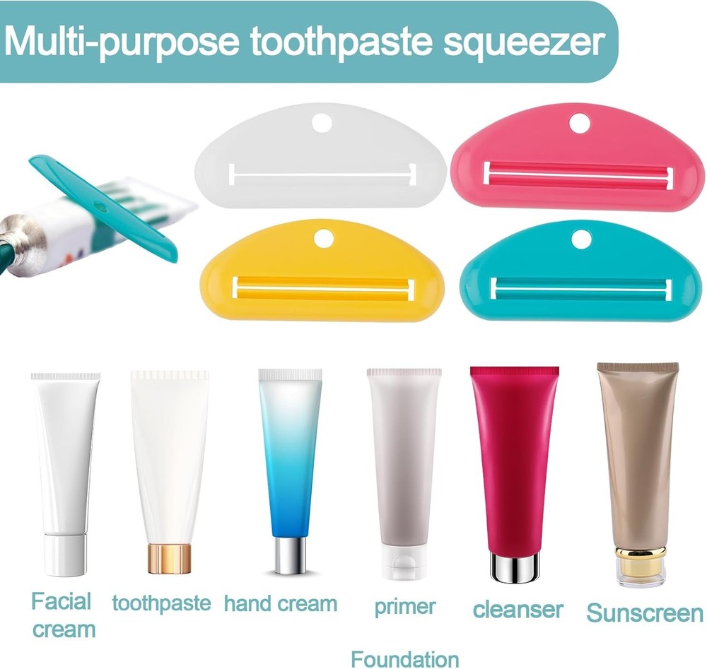 8pcs Toothpaste Squeezer, Plastic Toothpaste Tube Roller Squeezer Assorted Color