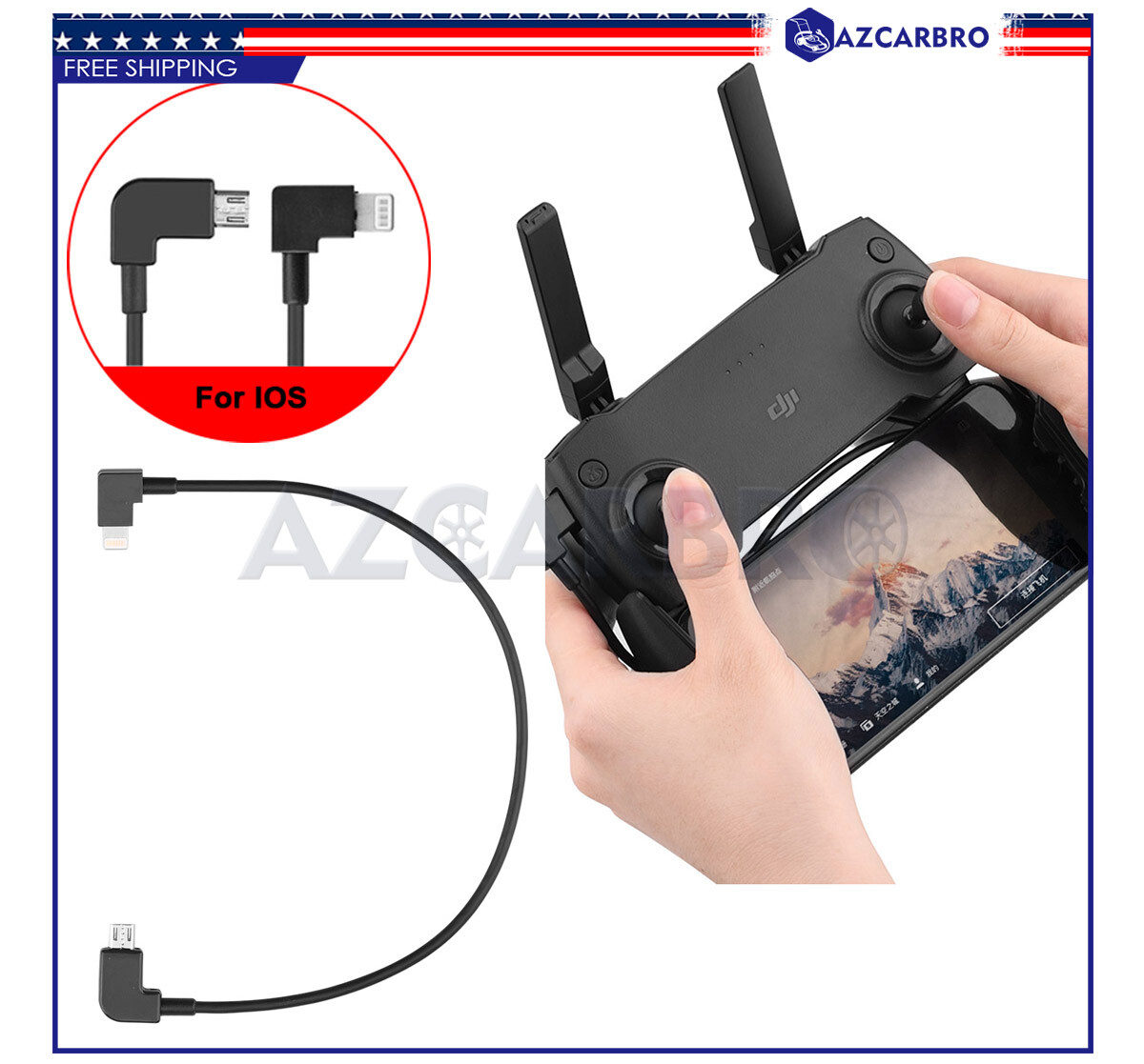 For DJI Mavic Mini Controller to IOS iPhone / iPad Lightning OTG Micro USB Cable