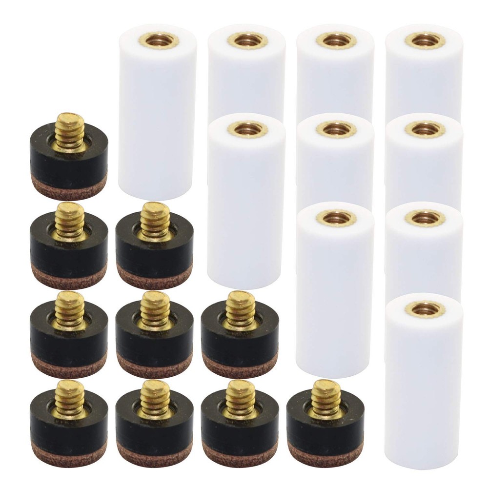 10 PCS 12mm Billiard Practical Cue ScrewOn Tips White Ferrules Snooker