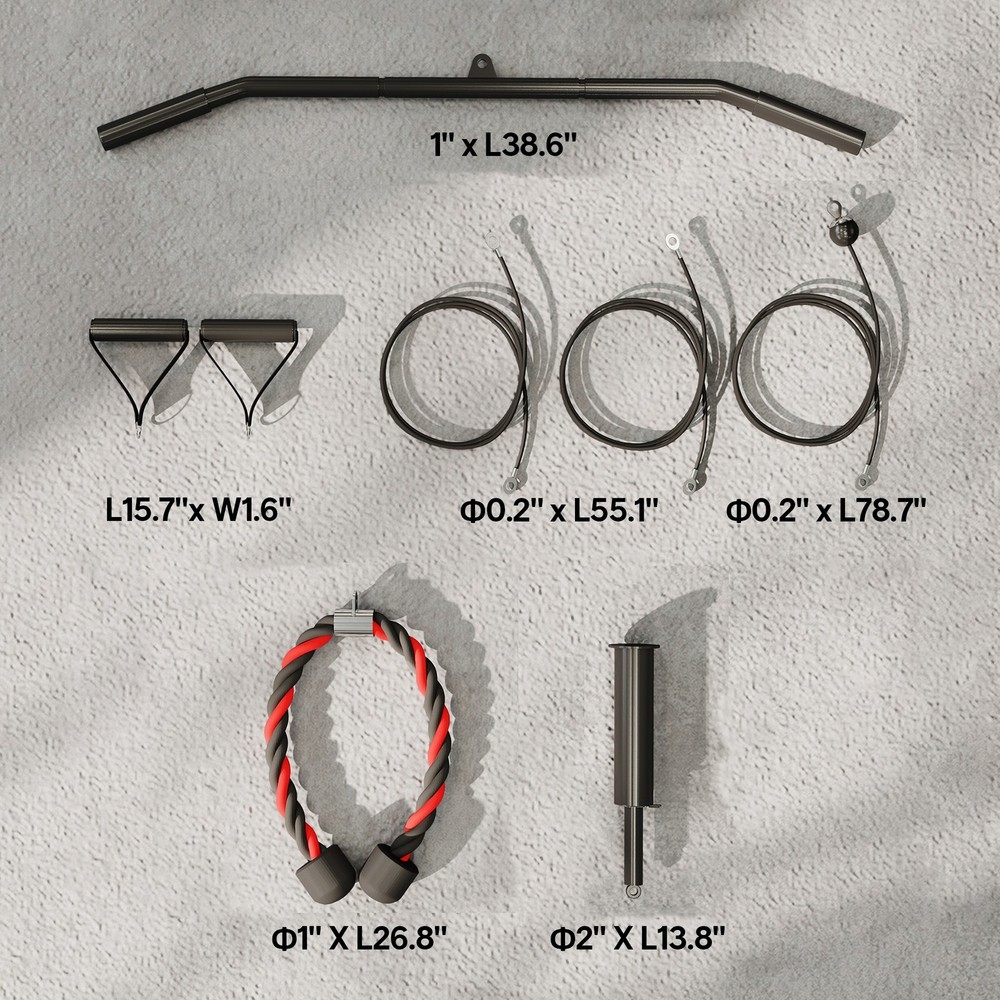 Cable Pulley System Home Gym LAT Pulldown & Bicep Curl w/ Loading Pin, Red