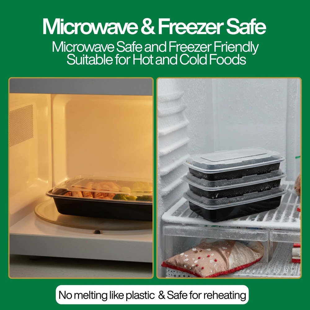 32oz Rectangular Microwaveable Container with Lid, 150 Sets (50/6)