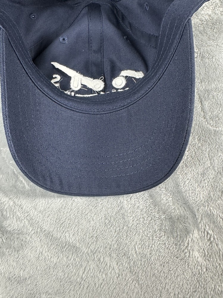 Focus Features Logo Hat Strap Back Cap Blue White Spell Out Adjustable Sizing