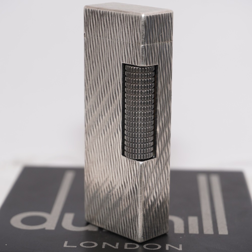 Dunhill Rollagas Lighter Silver WAV Pattern-Ultrasonically cleaned_Working