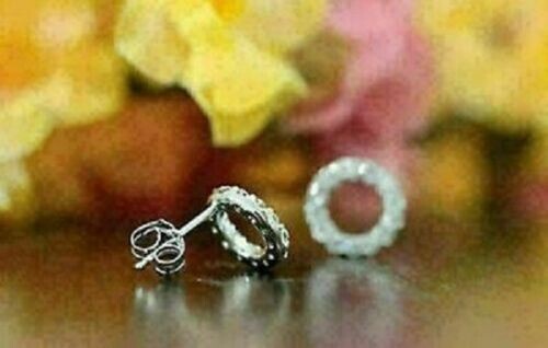 1.20Ct Lab Created Diamond Open Circle Stud Earrings 14k White Gold Over