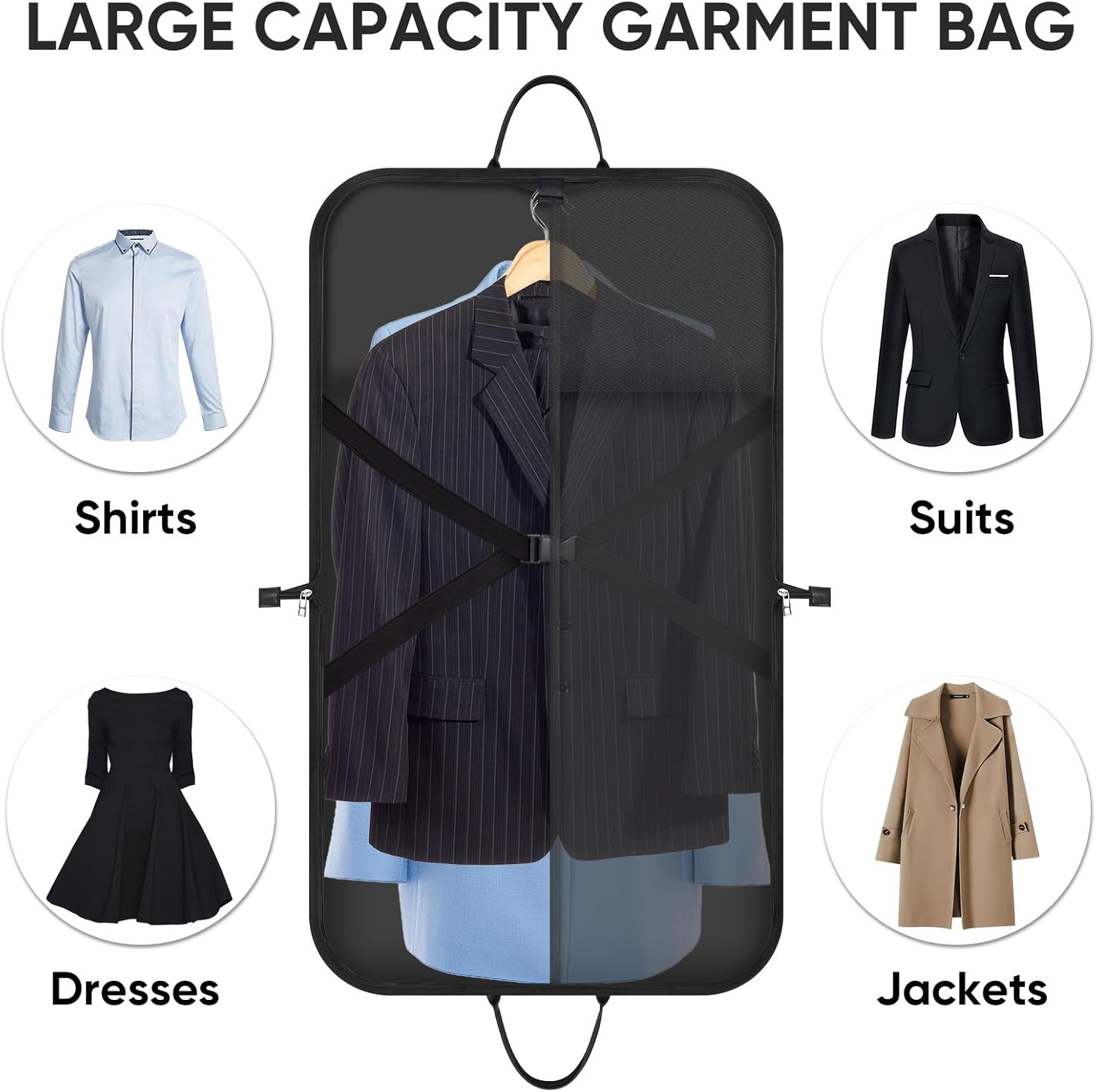 Travel Garment Bag, Travel Suit Bag for Men, 42'' Waterproof Carry on Garment Ba
