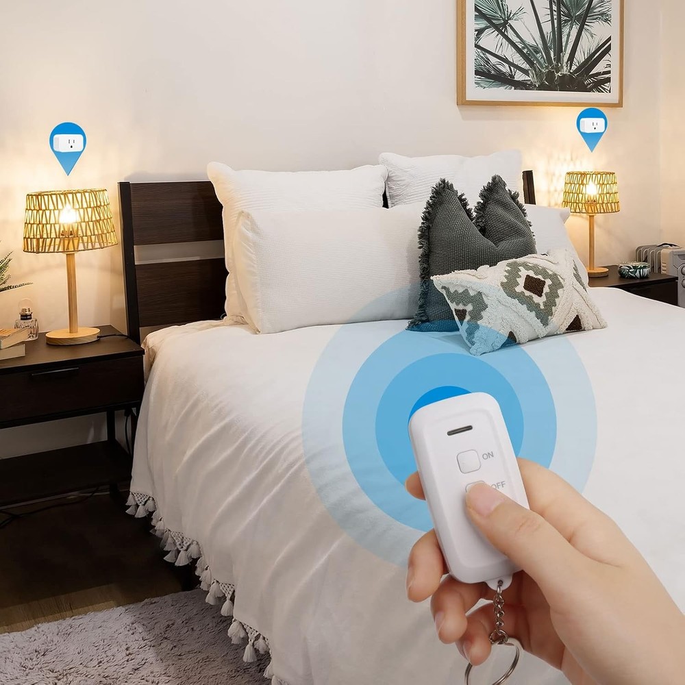 15A Indoor Remote Control Outlet with Wireless Light Switch, 100ft Range