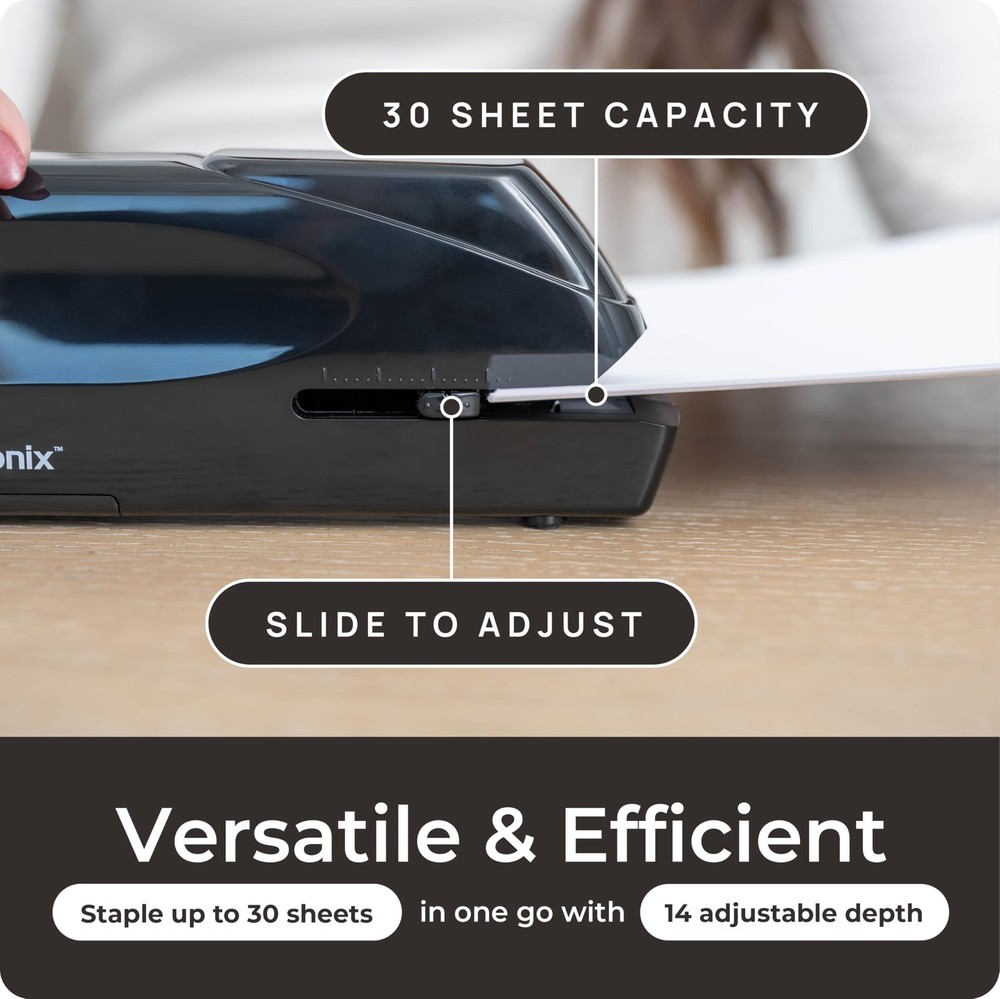 Portable Automatic Electric Stapler Pro - 30 Sheet Capacity, Quiet Operation,...