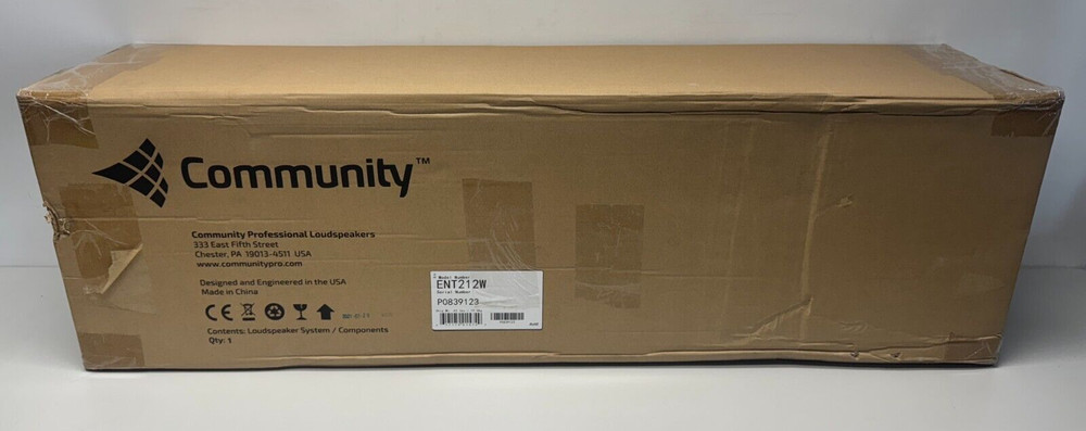 Community ENT212W 2-Way Compact Column Array Speaker, White