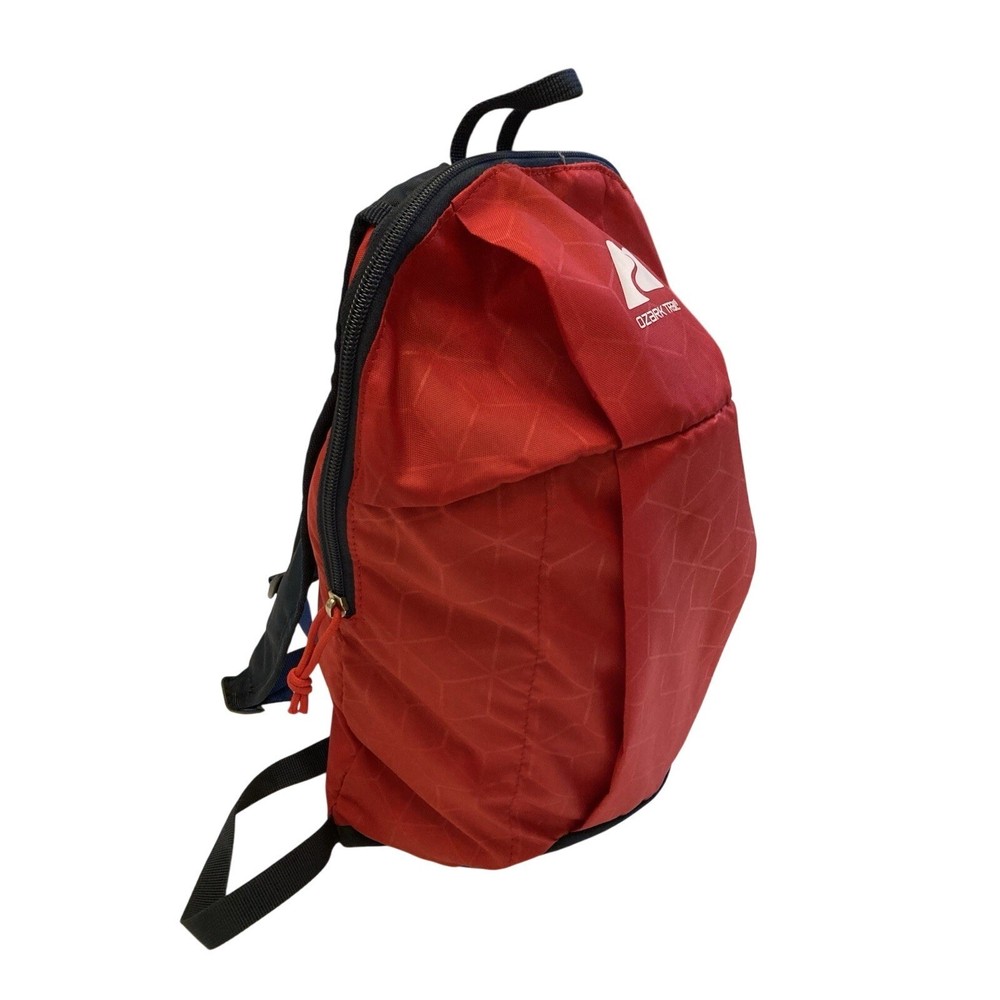 Ozark Trail Red Navy Blue Geometric Pattern Small Hiking Daypack Backpack
