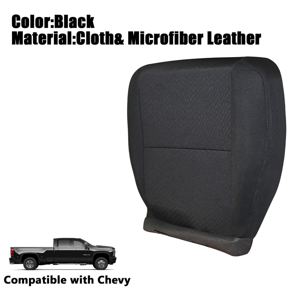 Driver Side Bottom Replacement Cloth Seat Cover Compatible with Chevy Black