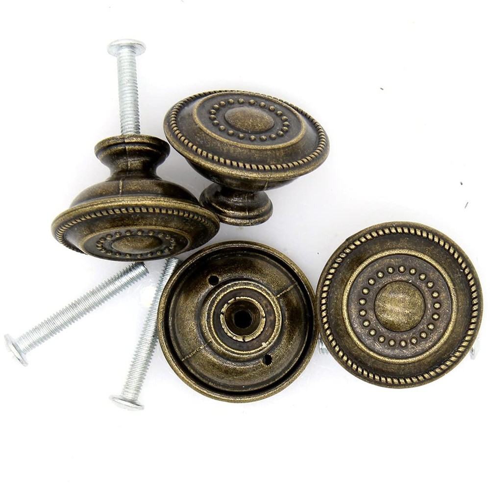 LXZ 8 PCs Vintage Antique Brass Knobs Handles - Drawer Knob Pulls with Emboss...
