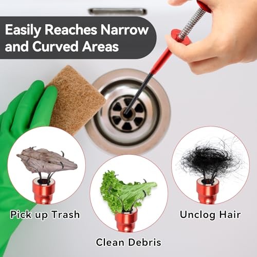 24" Magnetic Pickup Tool with 4-Claw Grabber, Flexible Retrieval Tool,
