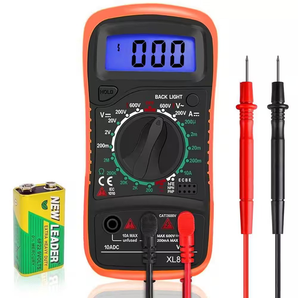 Digital Multimeter with AC/DC Voltage, Current, Resistance, Continuity, Diode Te