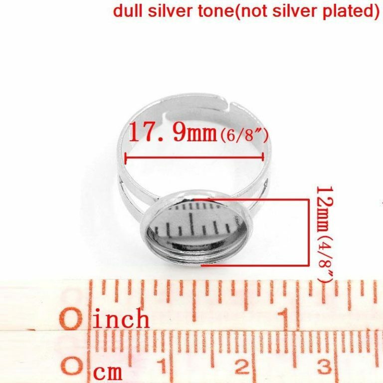 10 pcs. Silver Tone ADJUSTABLE Cabochon Setting Bezel RING bases settings – Ring