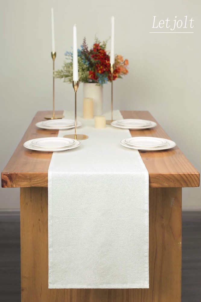 White Table Runner Rustic Table Runner 12x108 Inches Cotton Table Runner Plai...