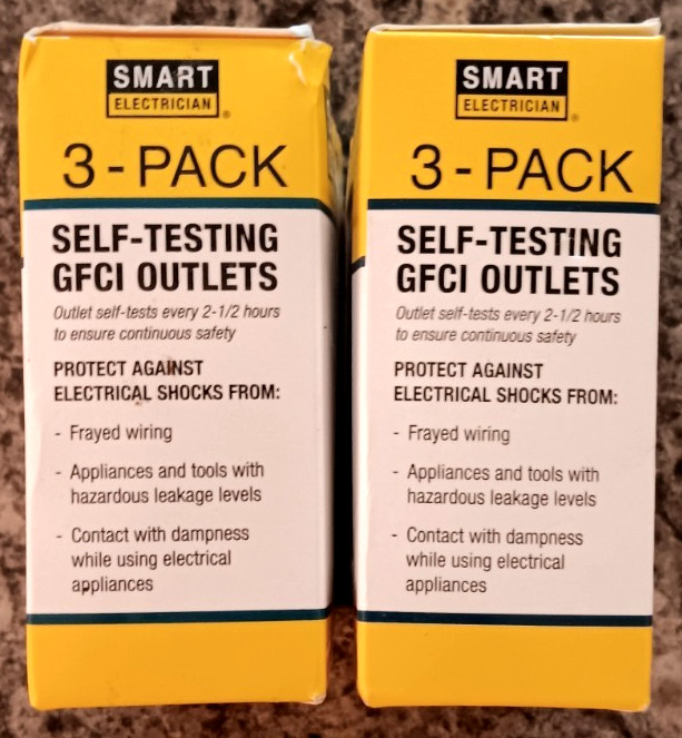 TWO SMART ELECTRICIAN 3-PACK SELF-TESTING GFCI OUTLETS 15 & 20 AMP