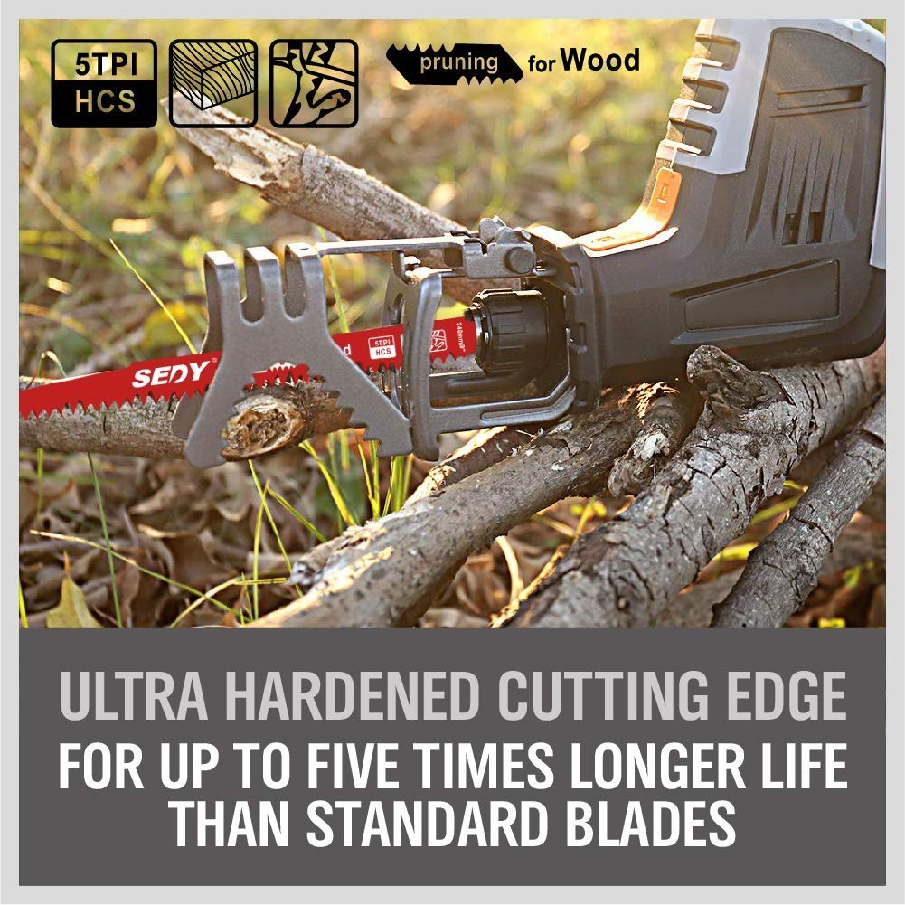 12-Inch Wood Pruning Reciprocating Saw Blades 5TPI for Tree Trimming (5 Pack)