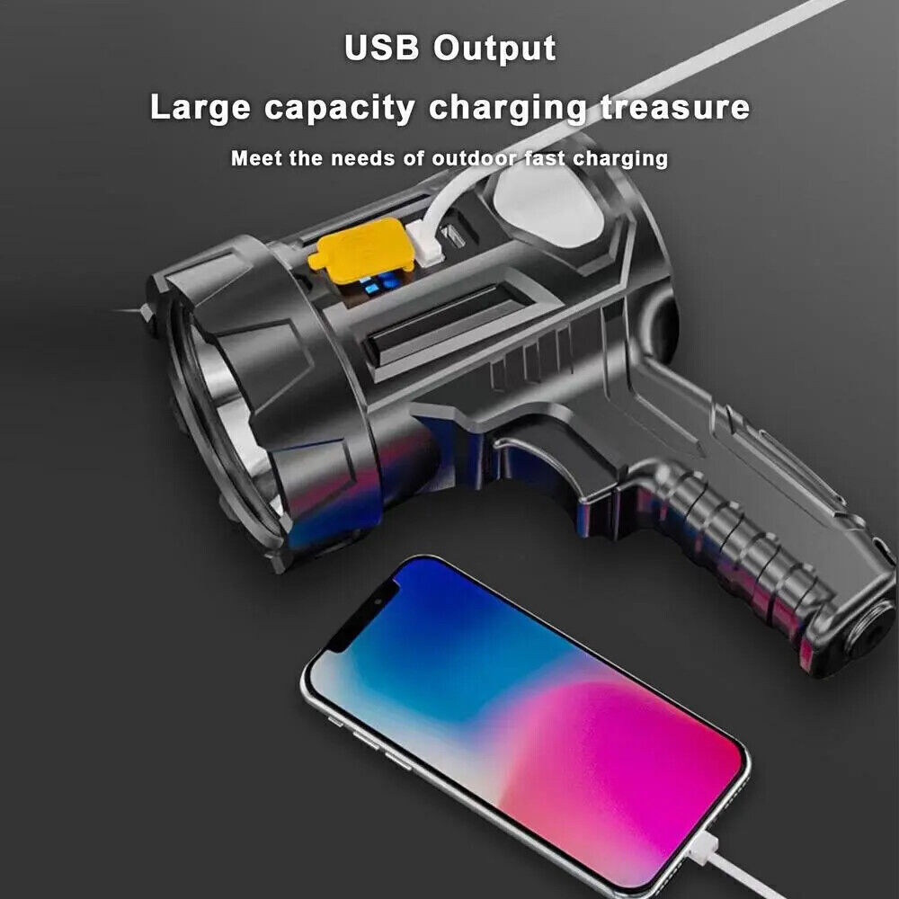 2Pack Solar/USB Super Bright Rechargeable LED Spotlight Flashlight Searchlight