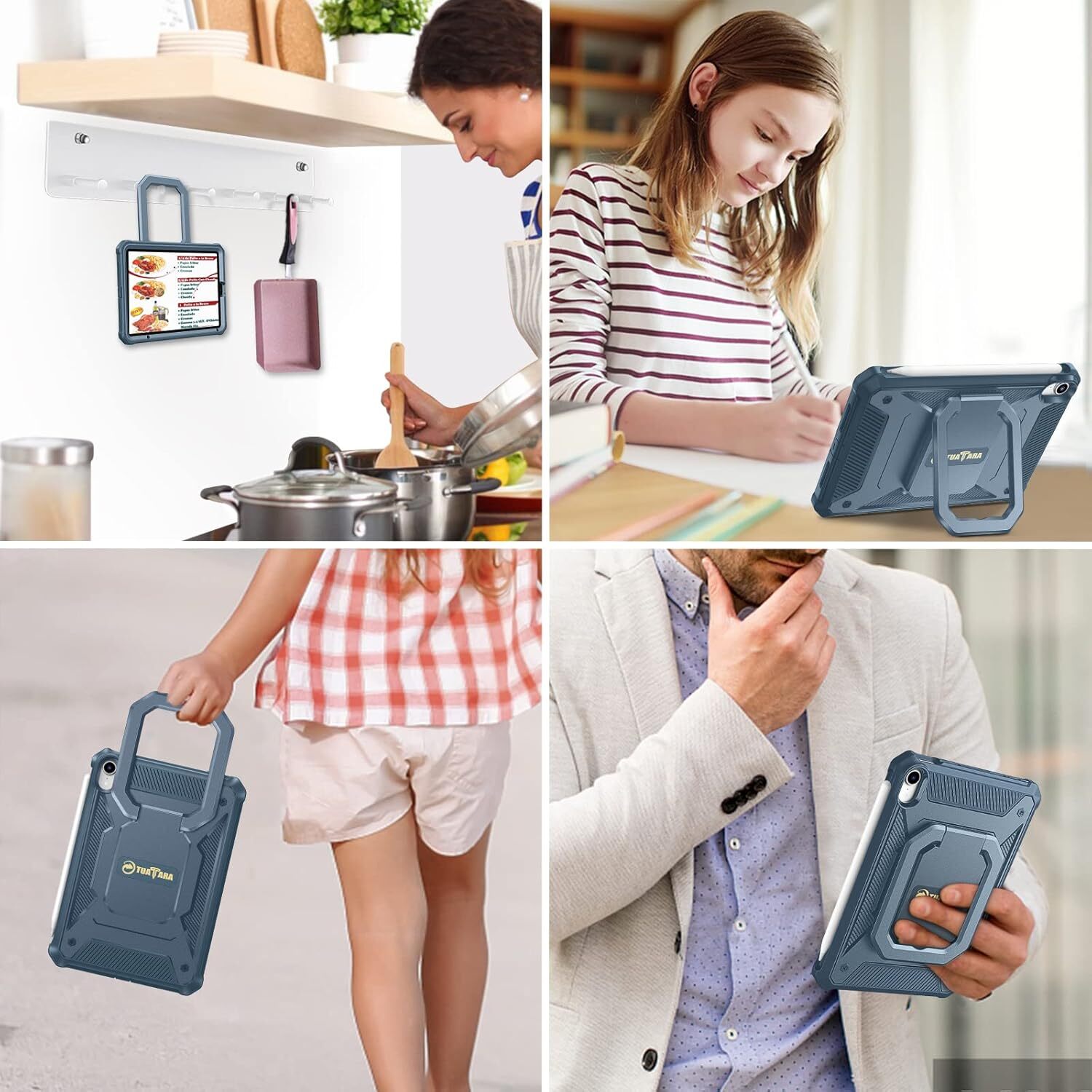 Case for iPad Mini 7 (A17 Pro) 2024/ iPad Mini 6 Rugged Cover w/Screen Protector