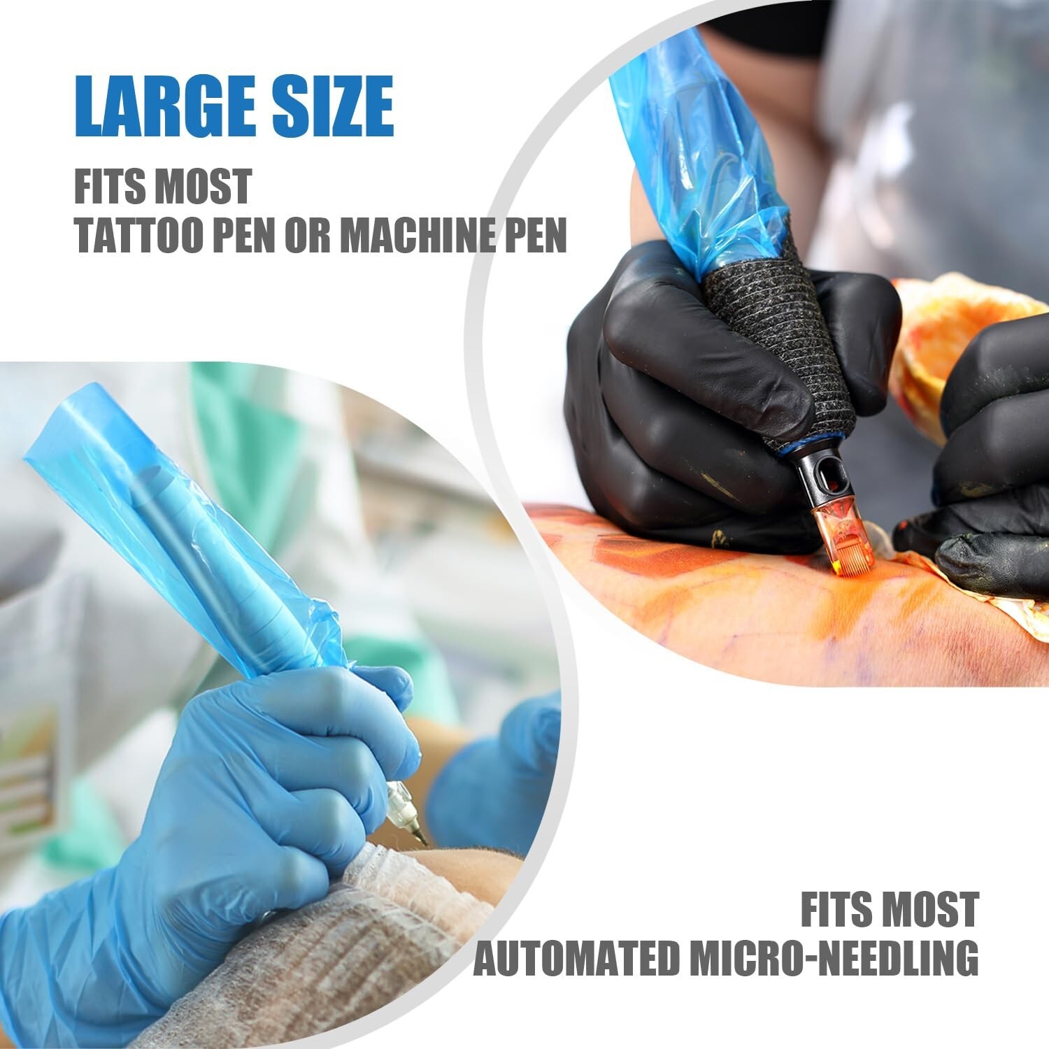 Pen Machine Covers and Grip Tapes 200Pcs Tattoo Machine Covers with 4Pcs Grip Wr