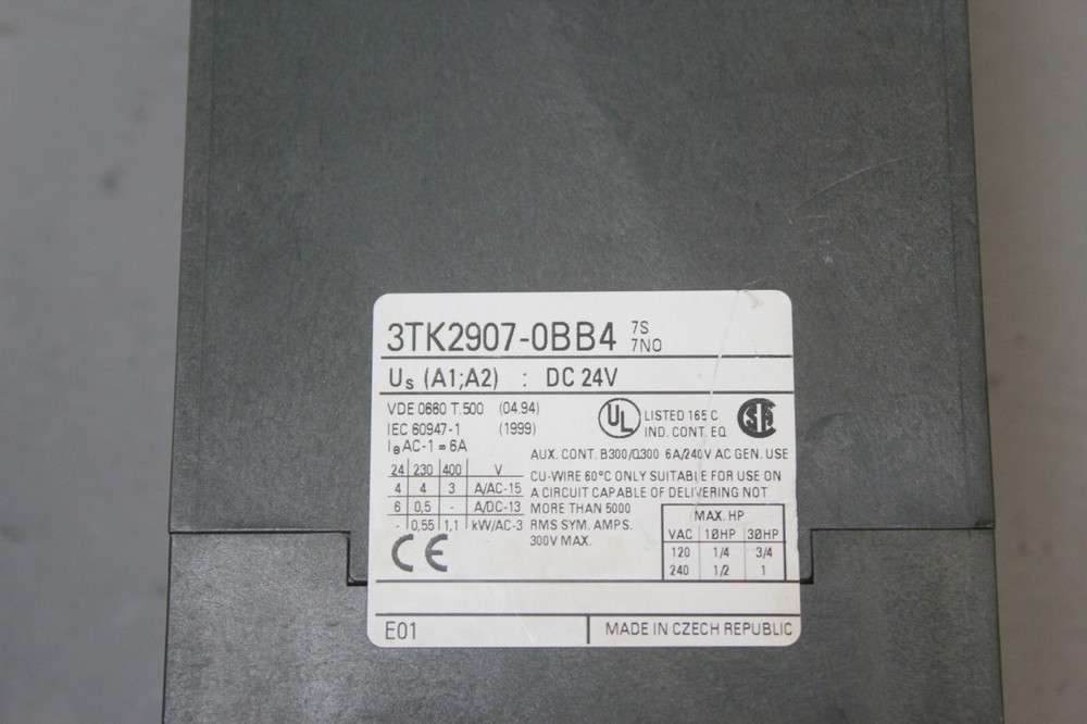 SIEMENS CONTACTOR EXPANSION MODULE P/N: 3TK2907-0BB4
