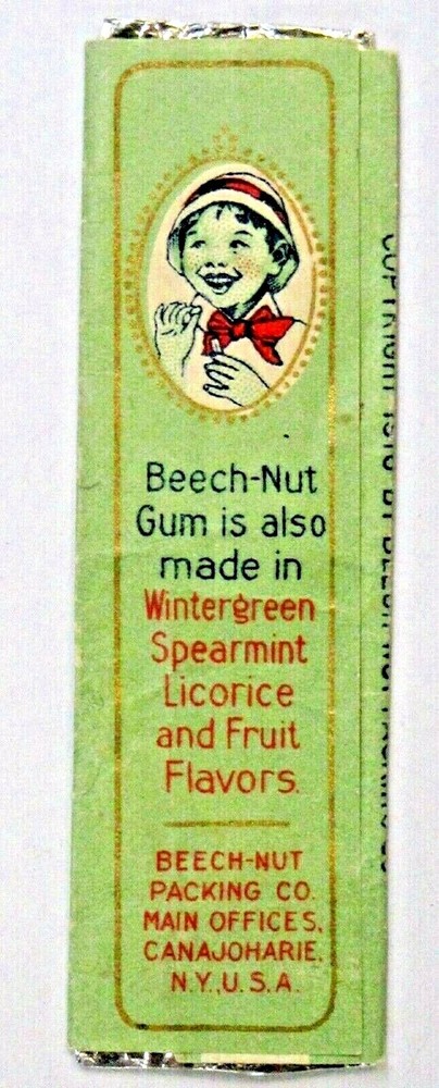 vintage BEECH NUT CHEWING GUM wrapper Peppermint wb