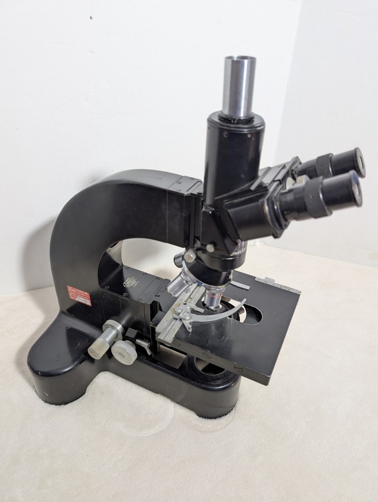 Ernst Leitz Wetzlar Trinocular Microscope 4 Objectives Black