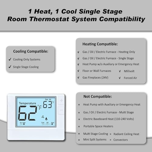 Non-Programmable Thermostat for Conventional Single-Stage Systems, 1 White