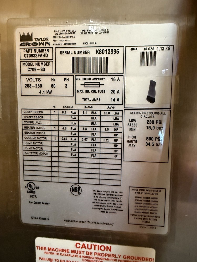 Taylor Soft Serve Machine (Single Flavor)