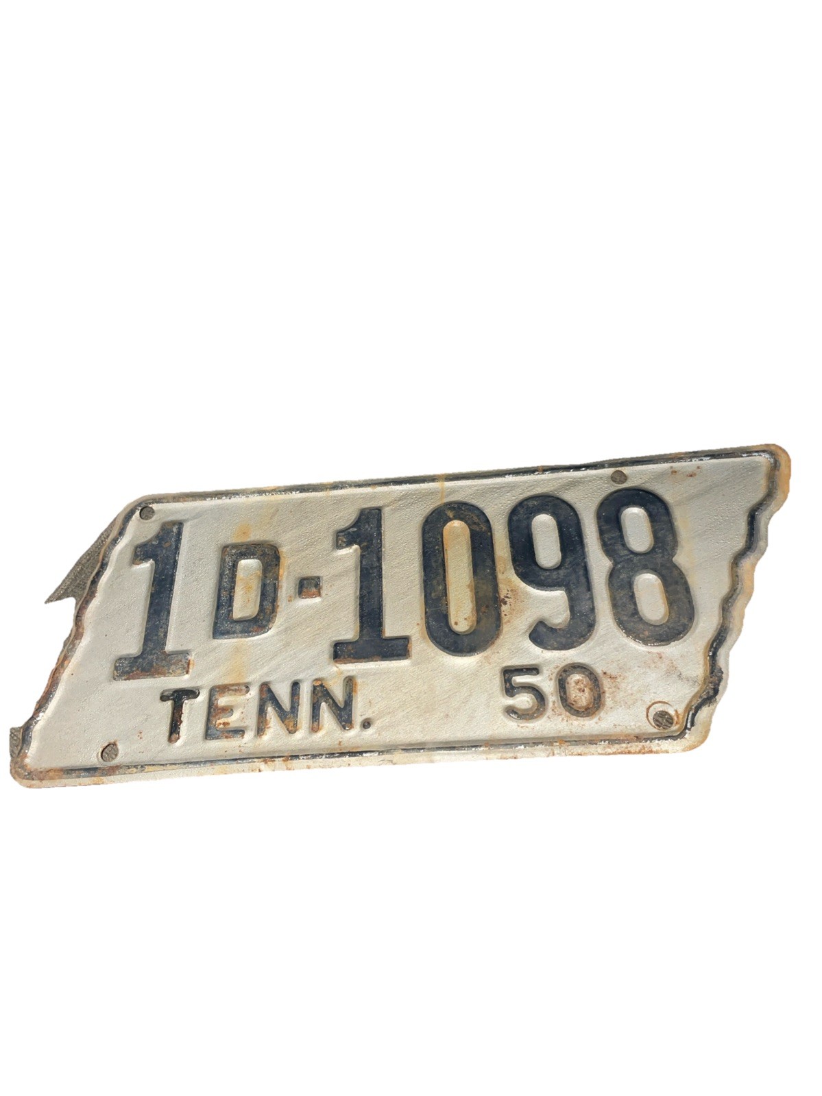 1950 Tennessee License Plate Vintage Rusty State Shaped